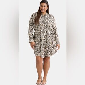 Terra & Sky Women's Plus Size Mini Shirt Dress with Long Sleeves